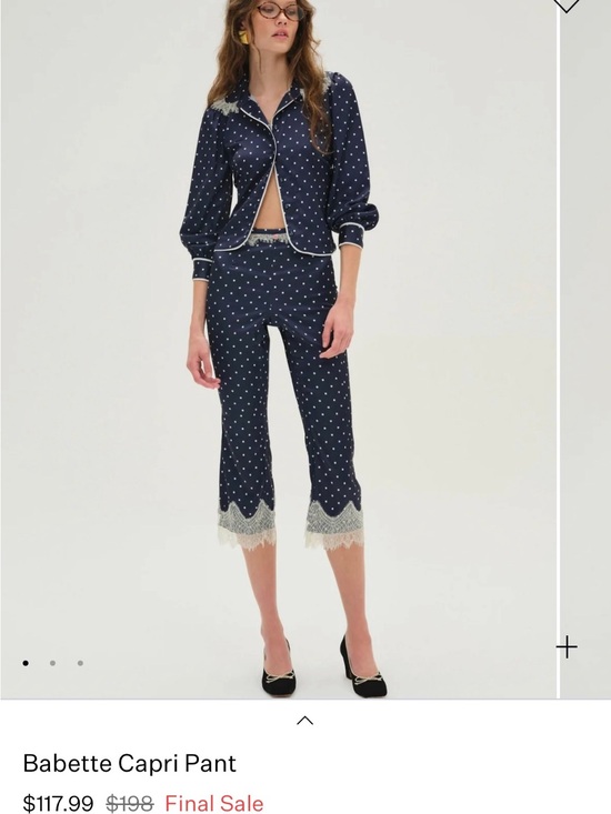 For Love And Lemons Tops - For Love & Lemons Navy Polka Dot Blouse with Cream Lace Trim